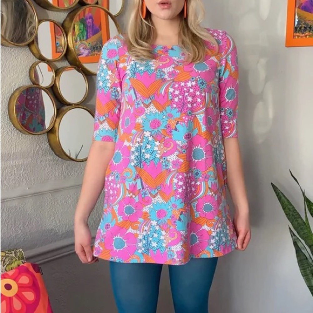 Groovy Floral Mini Shift Dress